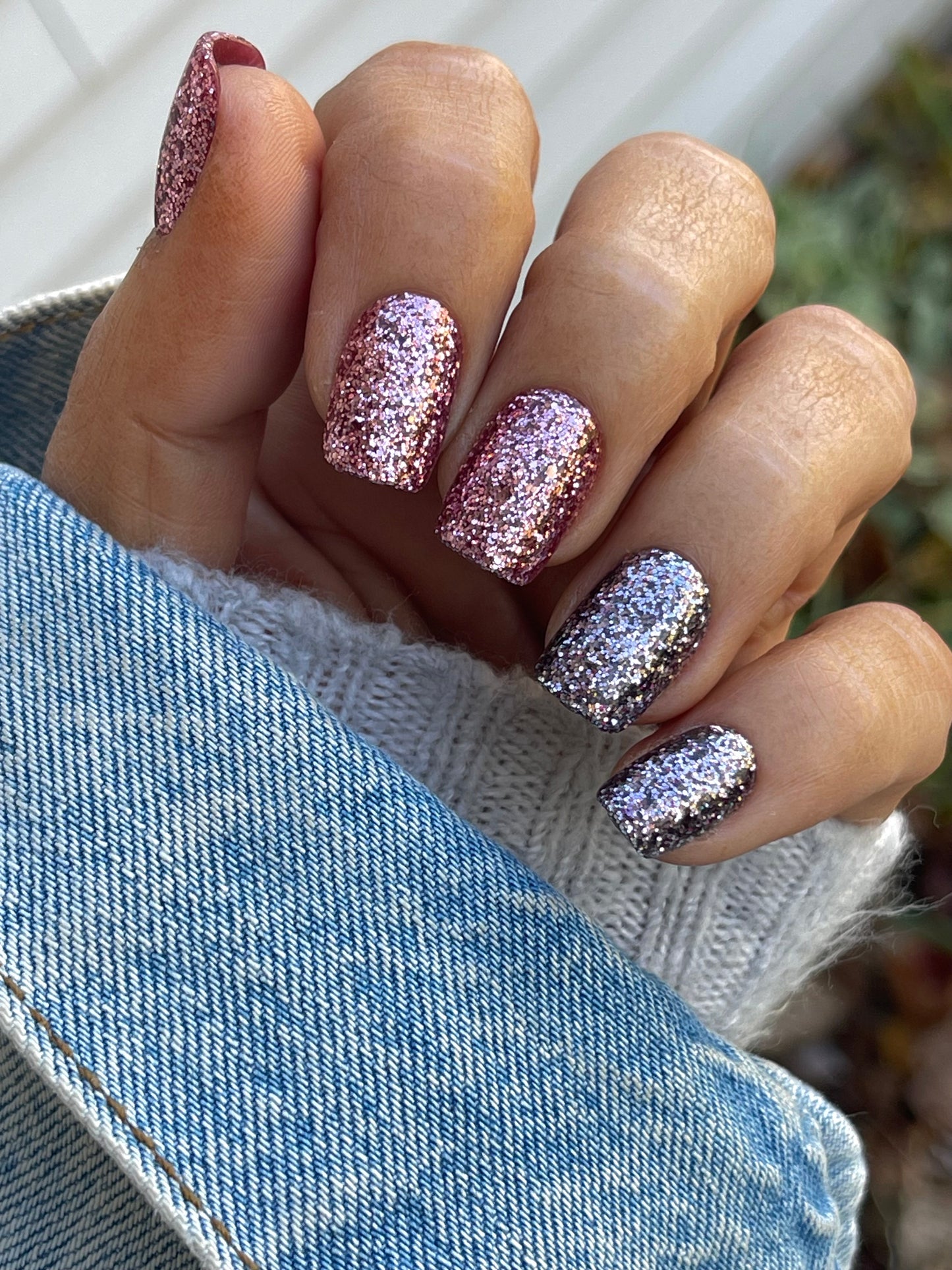 Dianne from the Acrylics Collection in SUPER Glittery Pink (Squoval)