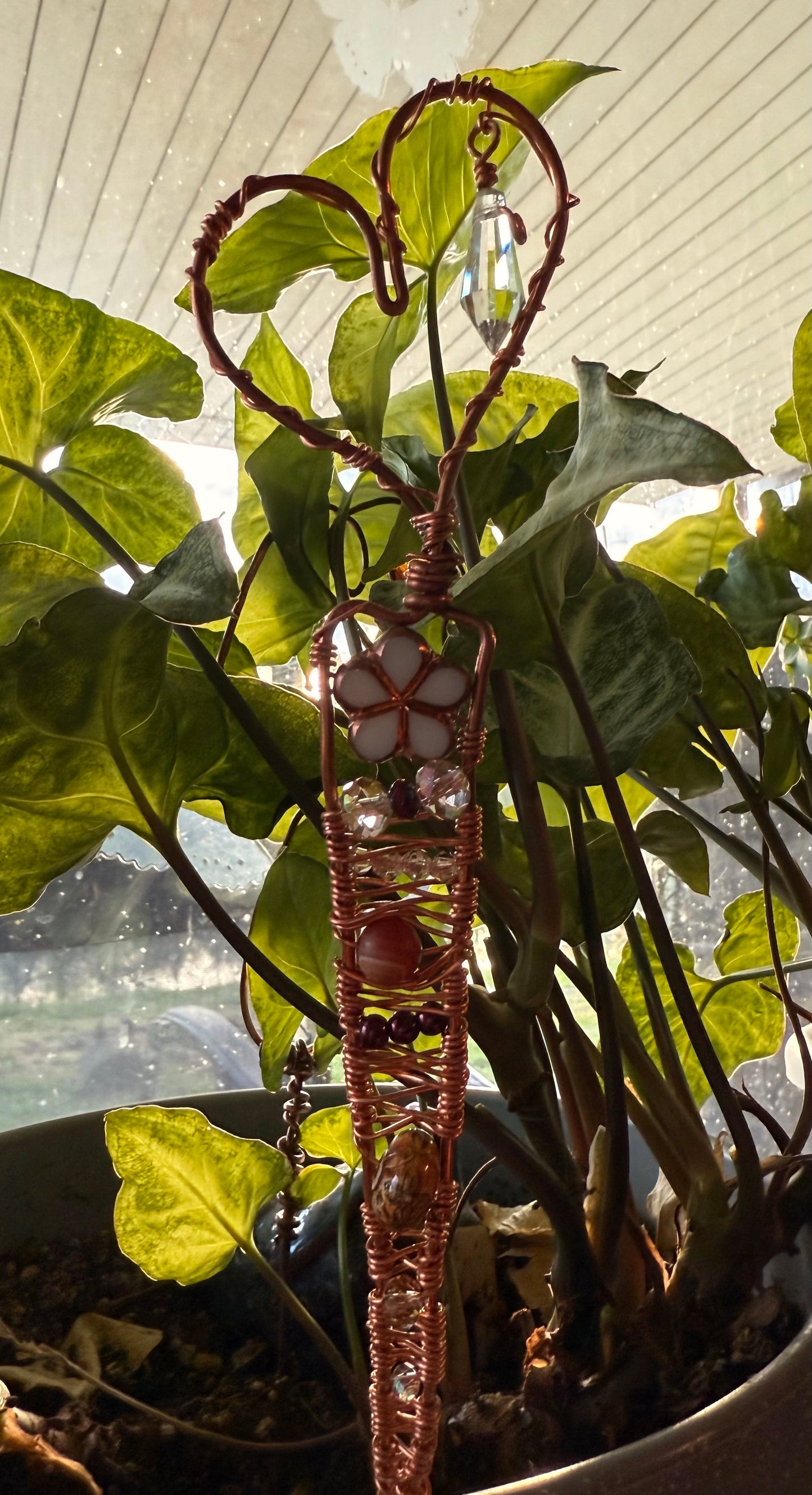 Copper Heart Plant Stake