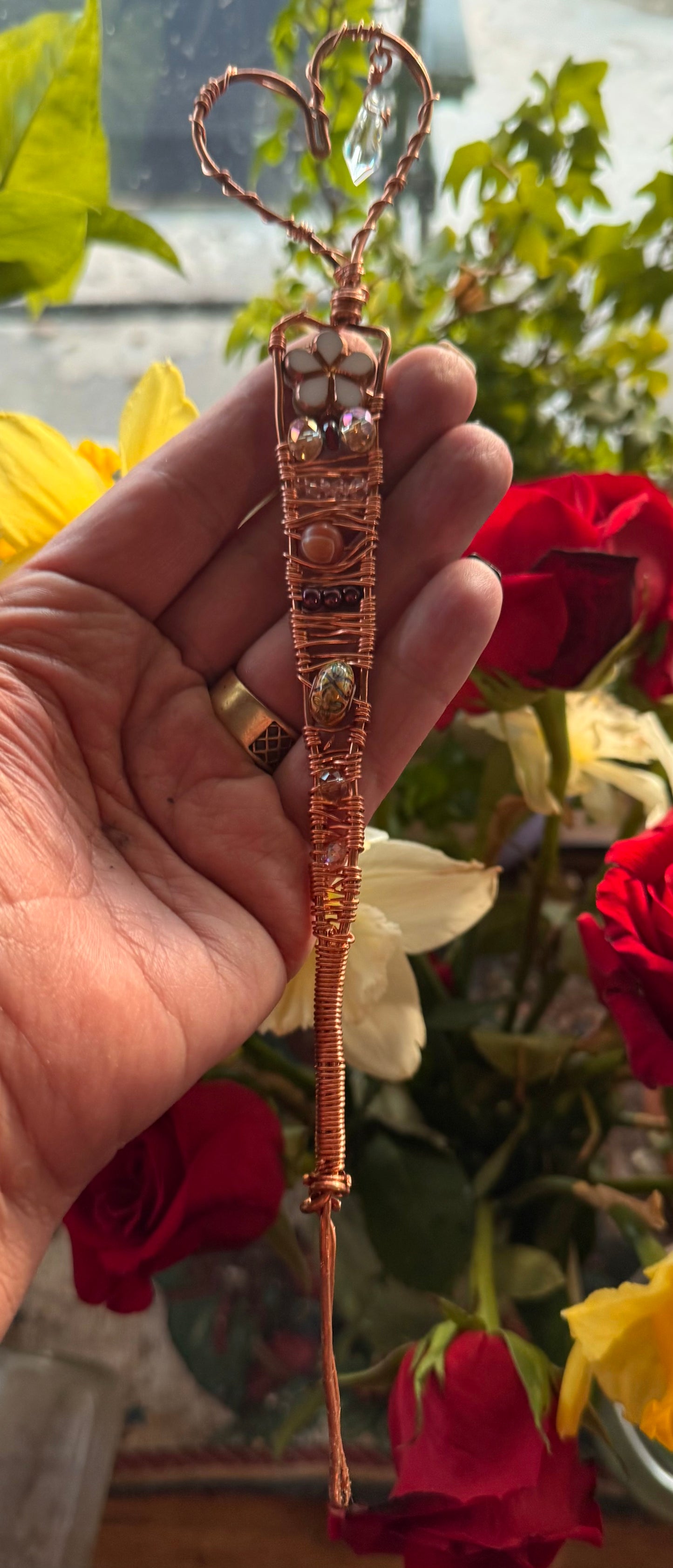 Copper Heart Plant Stake