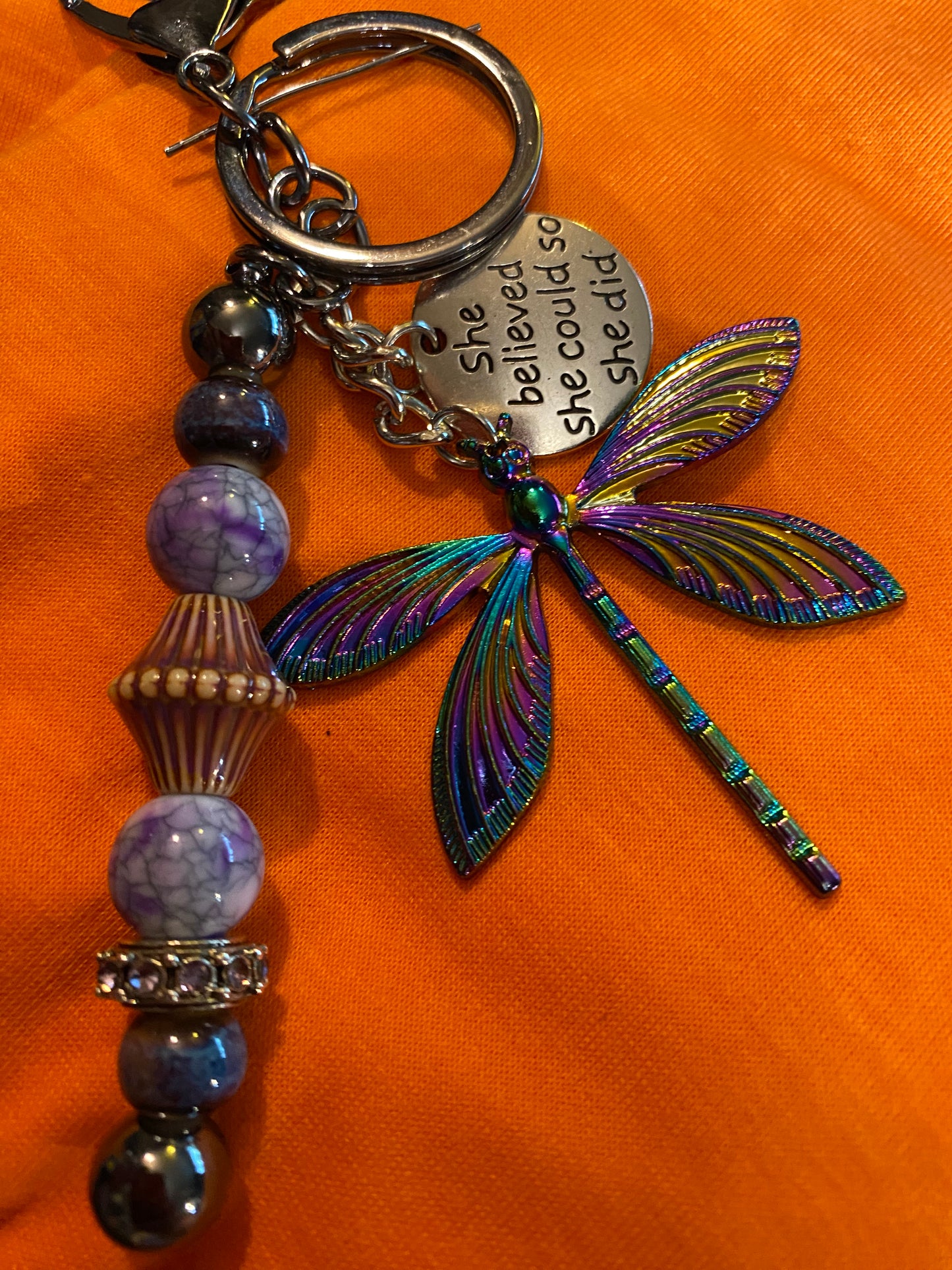 So She Did Inspirational Dragonfly Keychain