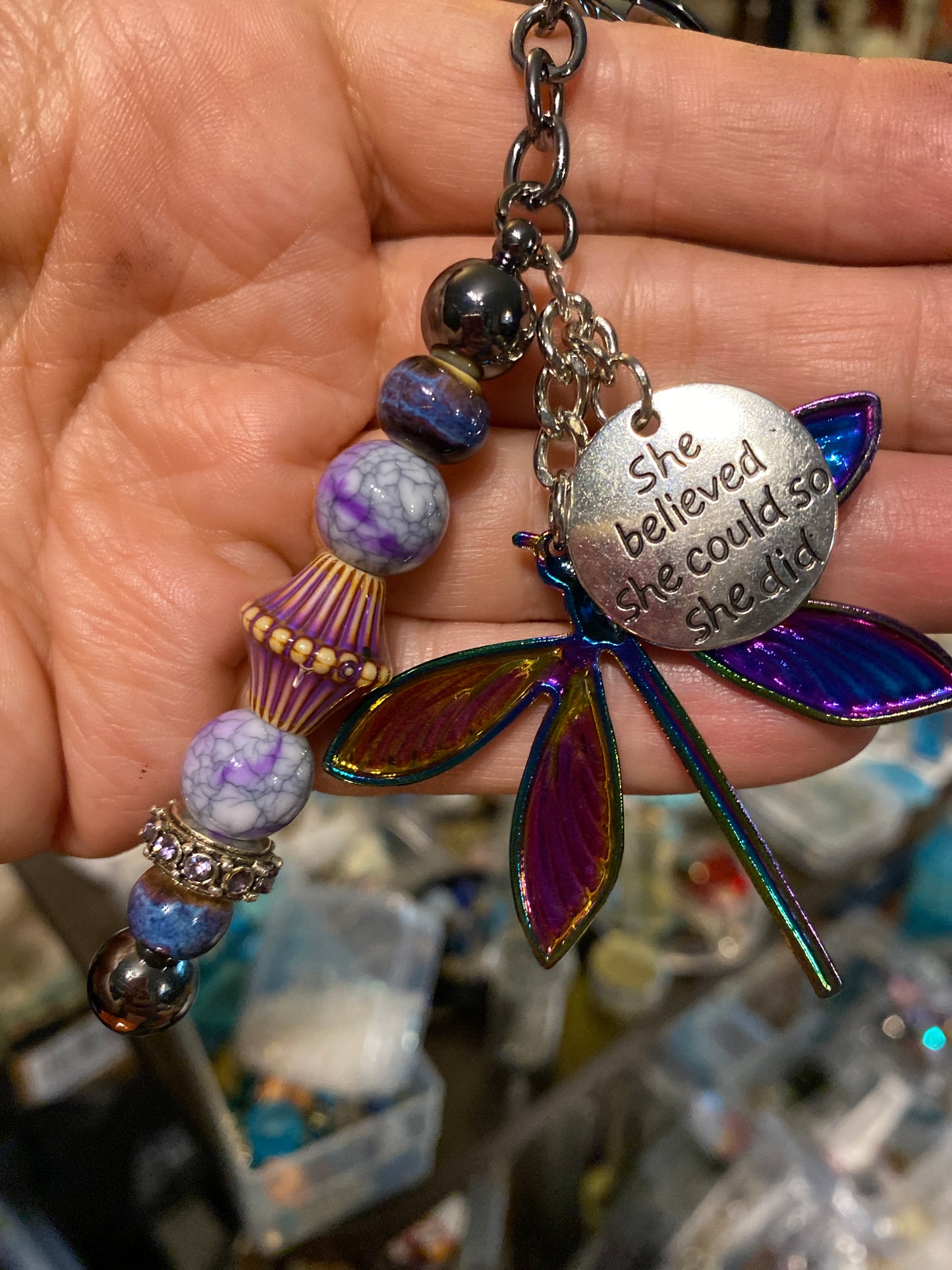 So She Did Inspirational Dragonfly Keychain