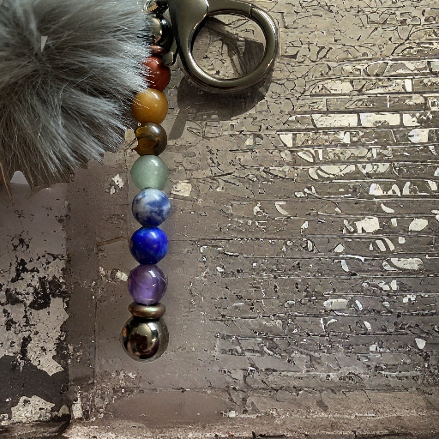 Chakra Bead Bar w/ Puffball Keychain
