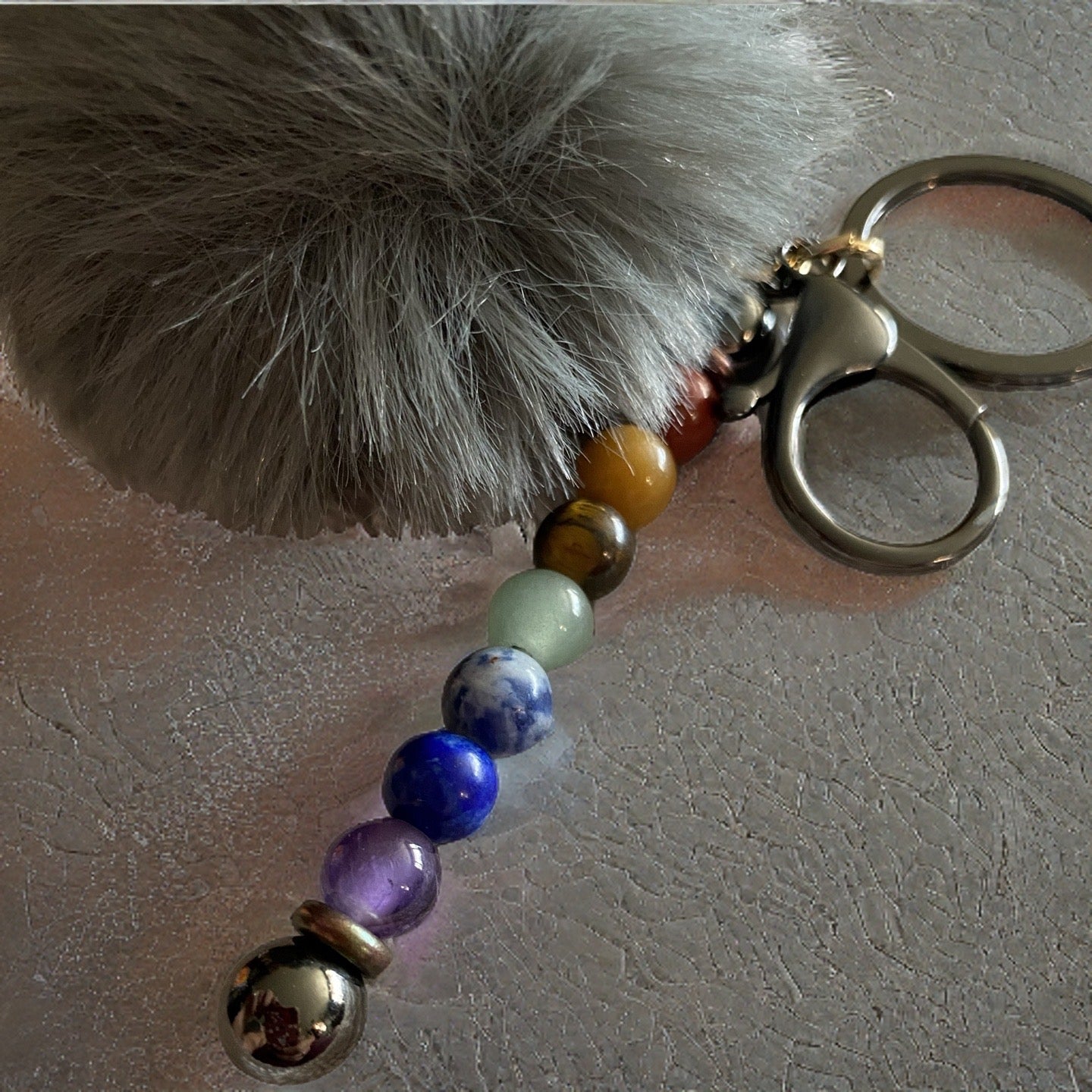 Chakra Bead Bar w/ Puffball Keychain