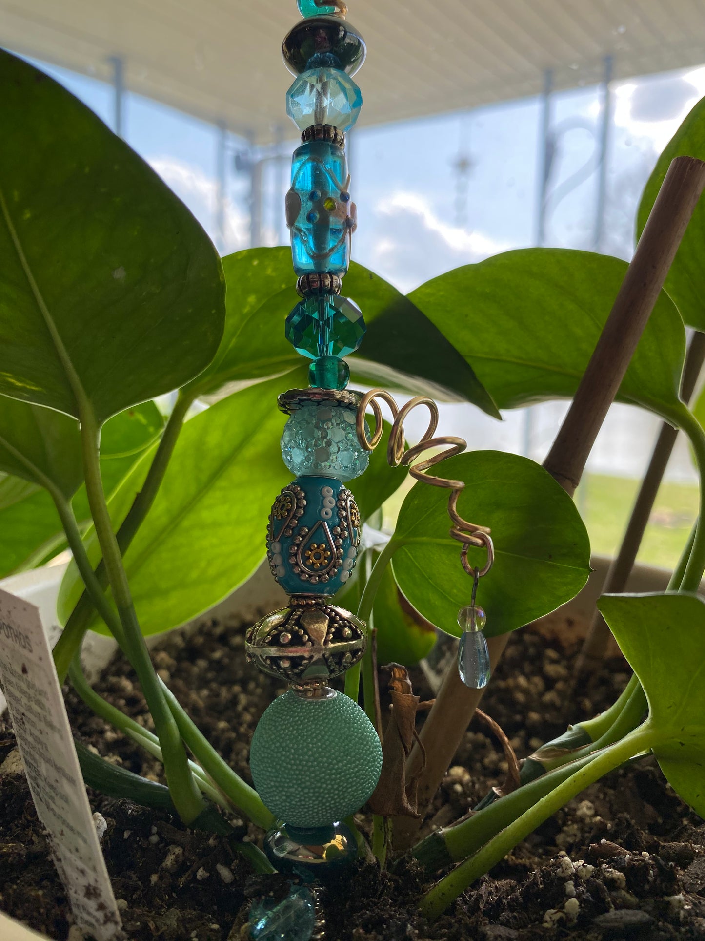 Shades of Teal Stacked Plant Stake