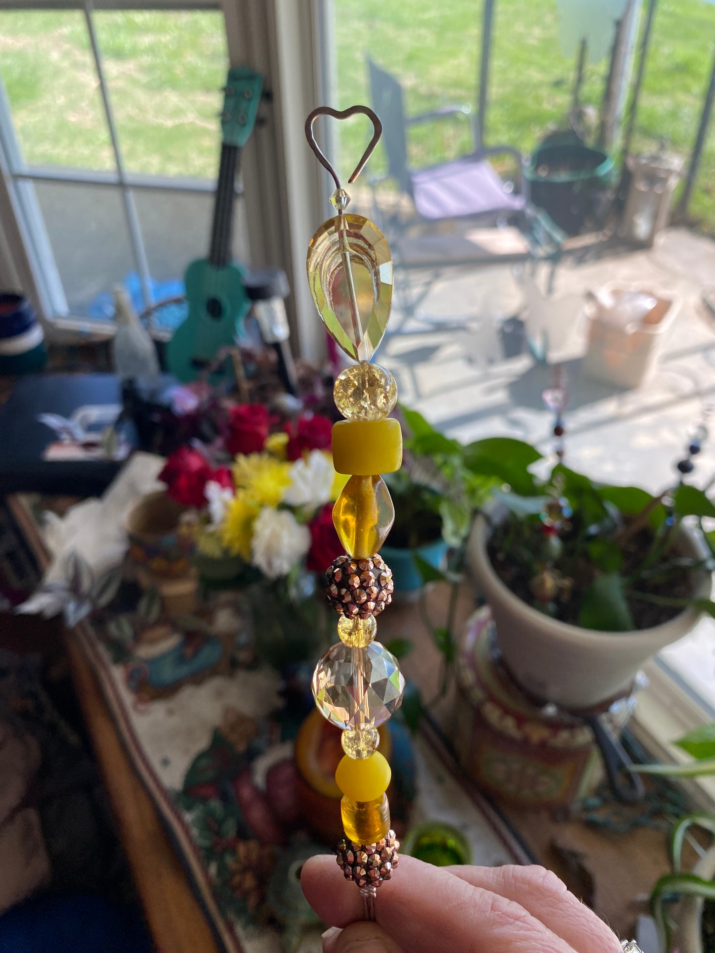 Yellow Crystal Plant Stake