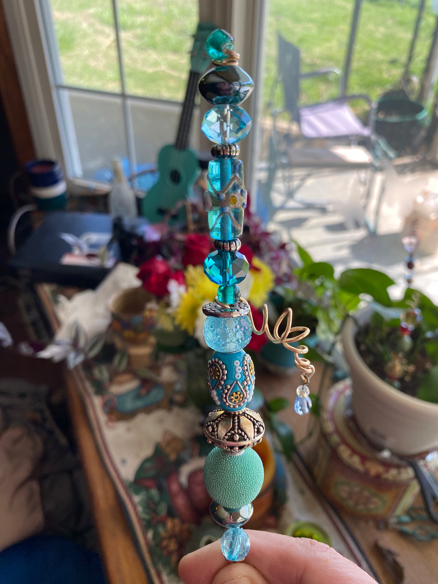 Shades of Teal Stacked Plant Stake