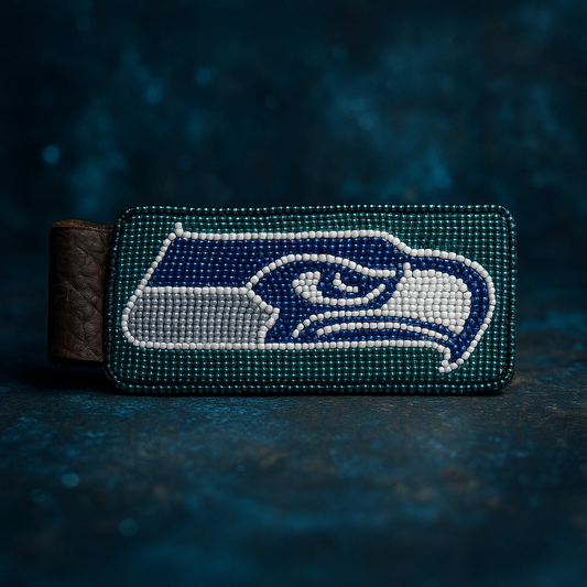 Hand Beaded Seahawks keychain (WR Jones)