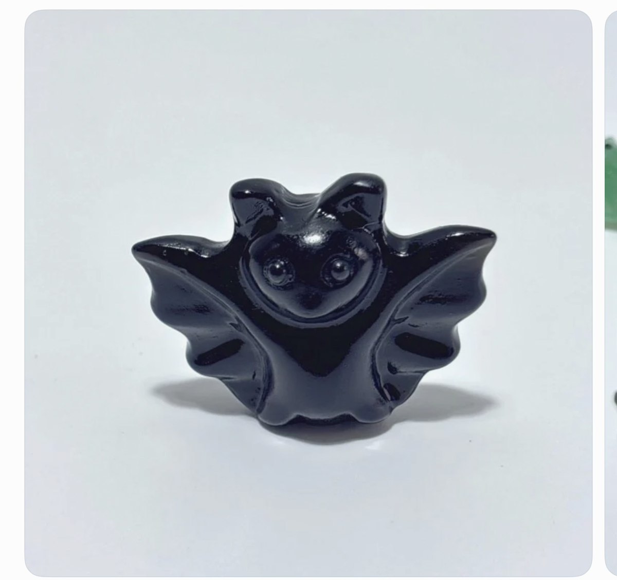 Black Hand Carved Obsidian Bat Figurine