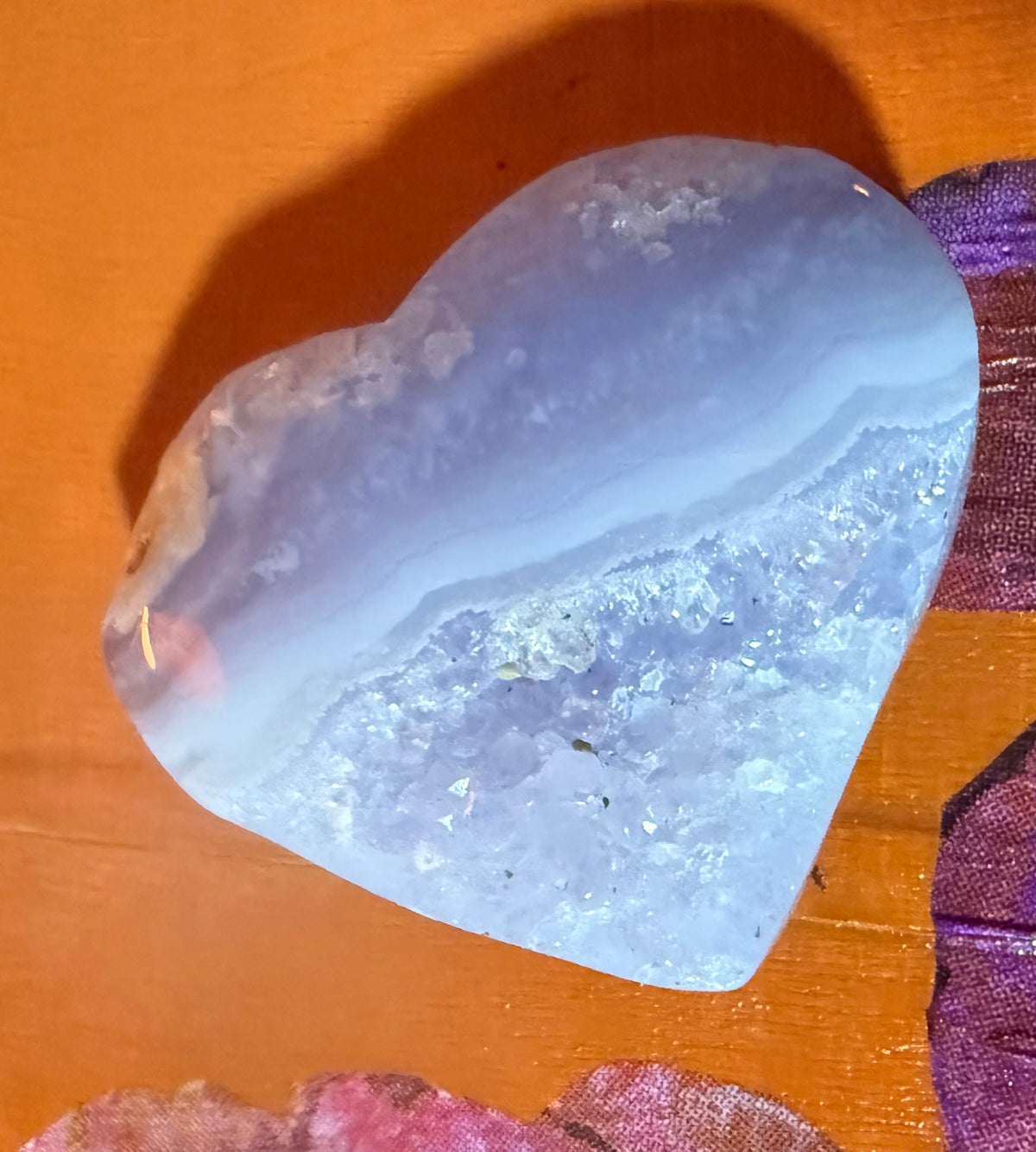 Serenity & Flow: Blue Chalcedony Druzy Duo (Heart & Cave Slab Set)