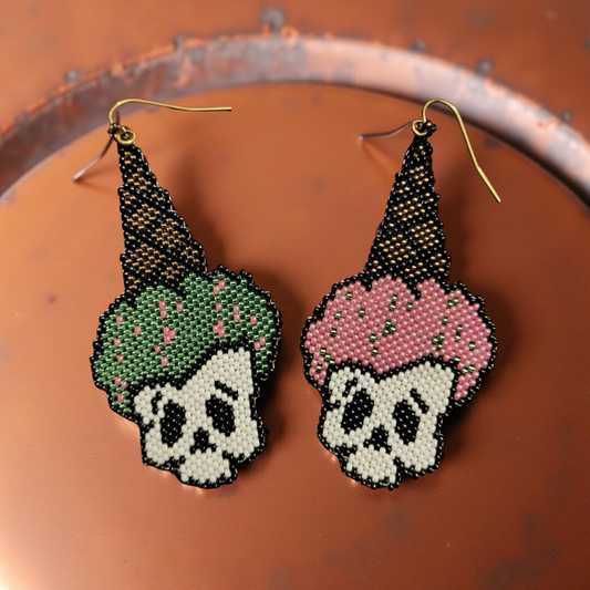 Cute & Edgy Beaded Skull Earrings