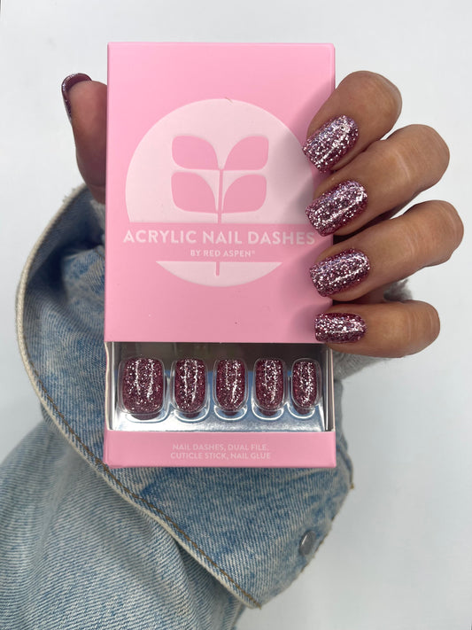 Dianne from the Acrylics Collection in SUPER Glittery Pink (Squoval)