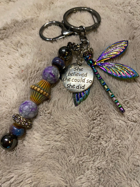 So She Did Inspirational Dragonfly Keychain